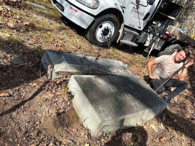 Monument lifted by Pesavento Monument Company
